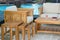 Outdoor teak garden furniture set with table , chairs and cushion