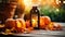 Outdoor Thanksgiving table with pumpkins and candles