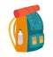Outdoor tourist backpack icon, concept hiking equipment duffel bag, traveler stuff flat cartoon vector illustration