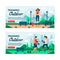 Outdoor training falt cartoon banner set