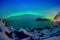 Outdoor view of beautiful multicoloured vibrant Aurora Borealis or Aurora Polaris, also know as Northern Lights in the