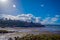 Outdoor view of huge ship in the mud after low tide in CastroChilean mainland