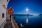 Outdoor view of Hurtigruten cruise, view from deck with a life boat in case an accident