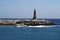 Outdoor view of The lighthouse of Marbella in Malaga, Andalusia, Spain, Europe.