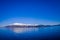 Outdoor view of mountain range in Norway. The beautiful mountain covered partial with snow in Hurtigruten region in