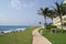 Outdoor view of a path at the Mexican gulf side in Cancun