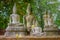 Outdoor view of Sukhothai historical park the old town of Thailand Ancient Buddha Statue at Wat Mahathat in Sukhothai
