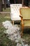 Outdoor wedding ceremony, armchairs on the grass