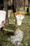 Outdoor wedding ceremony, armchairs on the grass