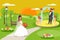 Outdoor Wedding Ceremony, Party Flat Illustration