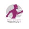 Outdoor workout logo design of silhouette running with open mouth