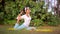 Outdoor yoga meditation exercise in nature