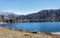 Outdoors awe inspiring nature landscape blue potable water lake with mountains at the background, travel destinations tourism view