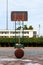 Outdoors basketball on old floor broken