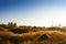 Outdoors camping grass highlands mountain in the Sunset