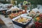 Outdoors fourchette table with traditional moldavian appetizers