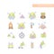 Outdoors, nature activities line icon set