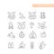 Outdoors, nature activities line icon set