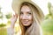 Outdoors portrait of delightful young woman