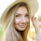 Outdoors portrait of delightful young woman