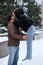 Outdoors Valentines Day Date Ideas for Couples. Winter love story. Cold season dating for couples. Young couple in love