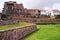 Outer convent of Santo Domingo with gardens and ruins of the Temple of Qorikancha (Coricancha), Cusco City, Peru