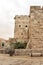Outer fortress walls of the City of David on a rainy day near the Yafo Gate in the old city of Jerusalem, Israel