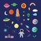 Outer space astrological graphic set