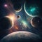 Outer space, stars, planets, orbits, high quality, made in generative AI