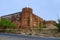 Outer view of South Bhadra Gate and wall of Champaner Fort, located in UNESCO protected Champaner - Pavagadh Archaeological Park,