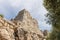 The outer walls and guard towers in medieval fortress of Nimrod - Qalaat al-Subeiba located near the border with Syria and