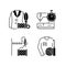 Outfit repair services black linear icons set