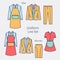 The Outfits for the Professional Business Women and Men. Formal wear for women and men. Uniform: apron, jacket, pants