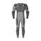 Outfitting for cyclists. Full body protection against falls.Cyclist outfit single icon in monochrome style vector symbol