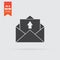 Outgoing message icon in flat style isolated on grey background