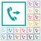 Outgoing phone call flat color icons with quadrant frames