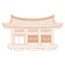 Outine Wide Traditional Korean House Vector Illustration
