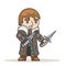 Outlaw assassin thief burglar mugger fantasy medieval action RPG game character isolated icon vector illustration