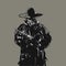 Outlaw skull cowboy illustration