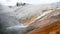 Outlet of the Excelsior Geyser in the Firehole River with mineral deposits, Midway Geyser Basin - Yellowstone National