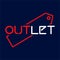 Outlet store banner. Blue and red model.