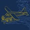 Outline Aerial Top Oblique View Pontoon Plane Vector Illustration