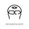 outline aeroplane pilot glasses vector icon. isolated black simple line element illustration from airport terminal concept.