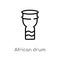 outline african drum vector icon. isolated black simple line element illustration from africa concept. editable vector stroke