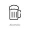 outline alcoholic vector icon. isolated black simple line element illustration from food concept. editable vector stroke alcoholic