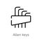 outline allen keys vector icon. isolated black simple line element illustration from construction and tools concept. editable