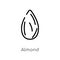 outline almond vector icon. isolated black simple line element illustration from nature concept. editable vector stroke almond