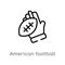 outline american football player hand holding the ball vector icon. isolated black simple line element illustration from sports