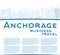 Outline Anchorage (Alaska) Skyline with Blue Buildings and copy