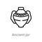outline ancient jar vector icon. isolated black simple line element illustration from history concept. editable vector stroke